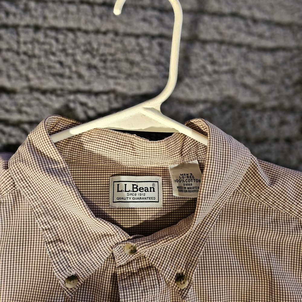 L.L. Bean Men's Tan Plaid Button Down Shirt